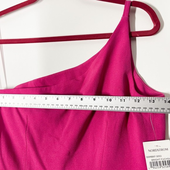 Dress The Population Alexandra Cocktail Dress Fuchsia One-Shoulder Size XS NEW - Picture 6 of 12